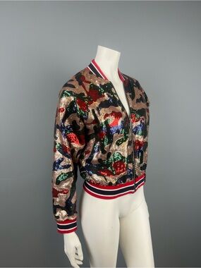 Signature High Los Angeles Sequined Camouflage Bomber Jacket - Multicolor